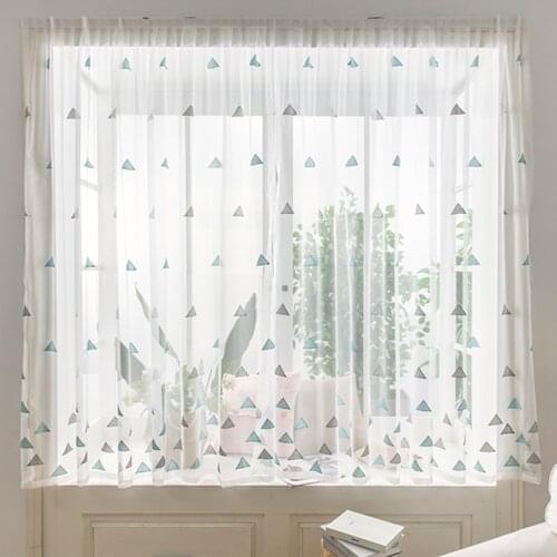 Embroidery Triangle Short Curtains for Living room Tulle Curtains for the Kitchen Sheer Voile Curtain Window Screening Treatment