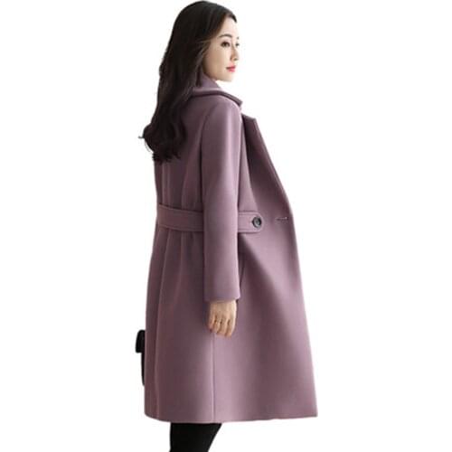 Winter Women Wool Coat Jacket 2018 High Quality Long Korean Women Woolen Coats Jackets Loose Large size Solid Female Coat K882