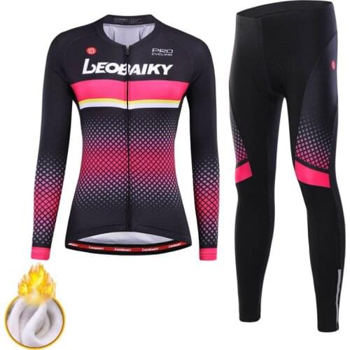 Winter Keep Warm Cycling Jersey Set Women Mountain Bicycle Clothing Mtb Bike Outfit Outdoor Thermal Fleece Riding Sportswear