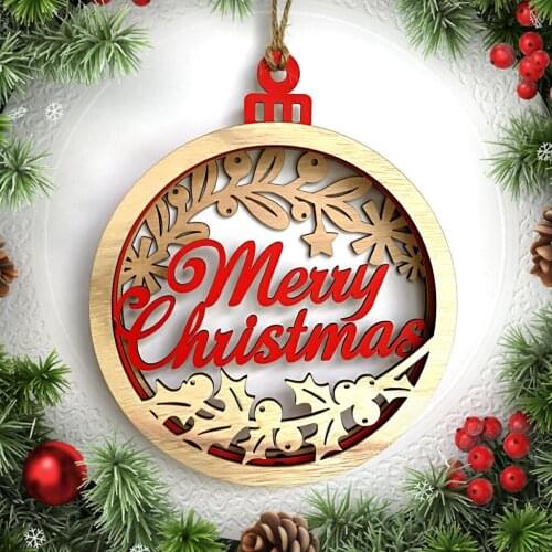 1PC 19.8cmX16.5cm Unfinished Wooden Christmas Tree Hanging Ornaments Wood Ornaments Christmas Decoration DIY Crafts