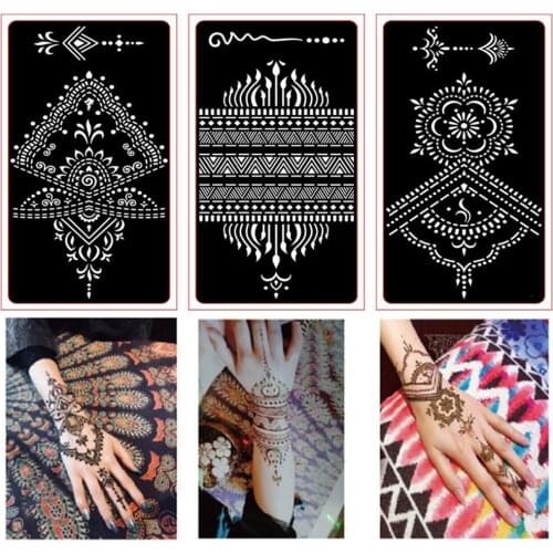 1pcs Temporary Tattoo Stencil Body Art Men Women Indian Henna Pattern Beauty Waterproof Fake Arm Hand Reuse Waterproof Tattoos