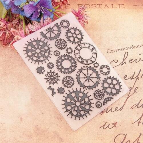 10.5x14.8 gear Embossing folders Plastic bump Scrapbooking DIY Template Fondant indentation Cake Photo Album Card Make