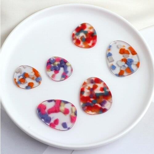10pcs DIY jewelry accessories colorful world color Charm particles acetate plate oval earrings pendants handmade materials