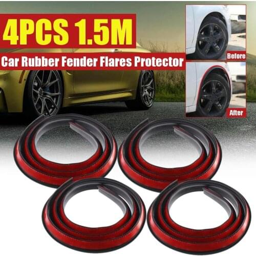 New 2x/4x Universal Rubber Car Anti-collision Wheel Eyebrow Mudguard Protection Sticker 1.5M Car Wheel Arch Strip