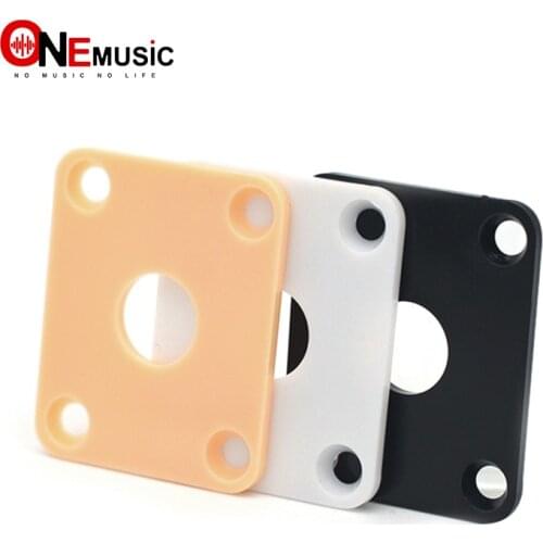 2Pcs Plastic Square Guitar Jack Plates JackPlate Cover for LP Electric Guitar Yellow Black White
