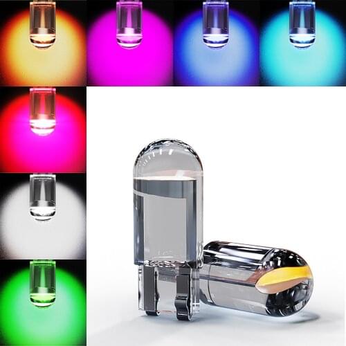 30Pcs Car T10 Led Bulbs 194 168 W5W LED Light Cold White Auto COB Silica Red Blue Green Yellow License Plate Lamp 12V Universal
