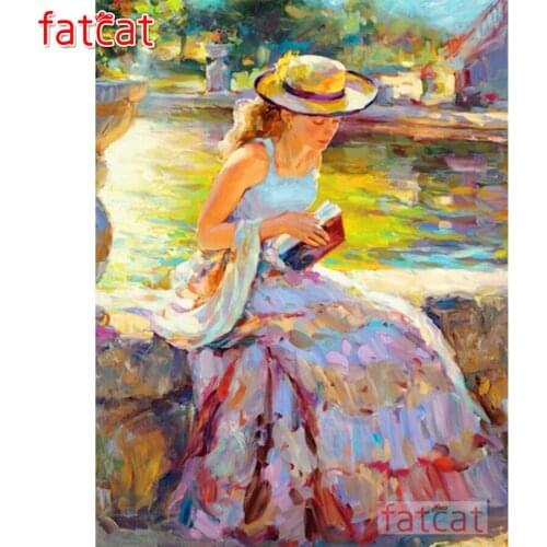 FATCAT Beautiful woman 5d DIY Diamond Painting Full Square Round Diamond Embroidery Sale Mosaic Abstract Girl Book Decor AE1447