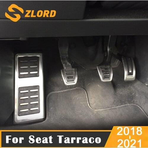 Zlord Car Pedals Pad For Seat Tarraco 2018 - 2021 LHD Stainless Steel Auto Gas Brake Footrest Pedal Cover Replacement Parts