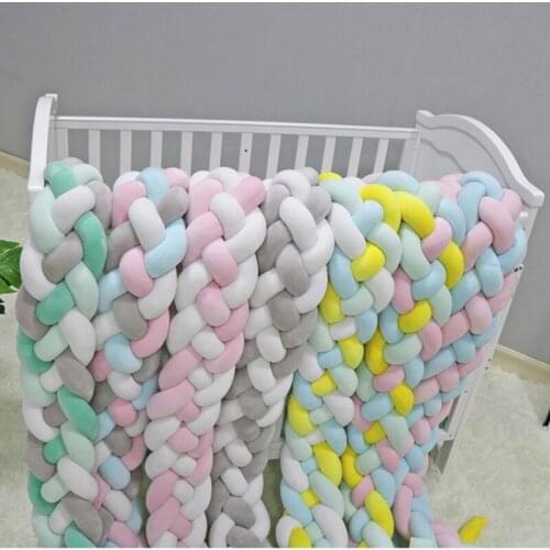 2M3M 4 Knot Soft Baby Bed Bumper Crib Sides 4 Braid 2 Meter Newborn Crib Pad Protection Cot Bumpers Bedding for Infant