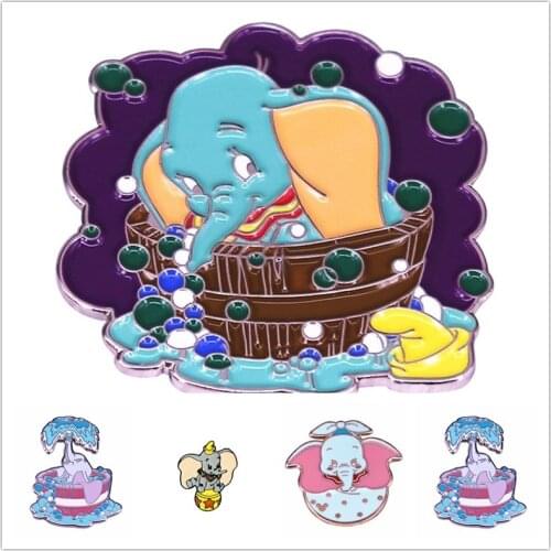 HOSENG Cute Cartoon Dumbo Blue Elephant Animal Brooch Movie Fans Collect Souvenirs Lapel Collars Enamel Jewelry Pin HS_881