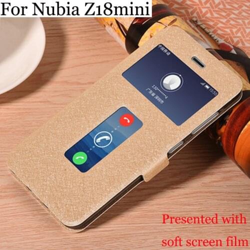 Open window cases For Nubia Z18mini case PU leather Flip cover For Nubia Z18 mini phone case For Nubia Z 18 mini nx611j shell