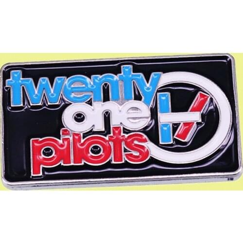 Tyler Joseph Josh Dun Rock Band double lines logo enamel pin Stressed Out Ride Heathens Blurryface Trench hip hop music brooch