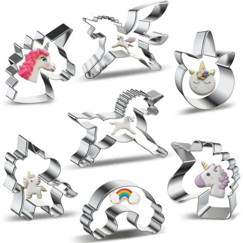 Cute Unicorn Cookie Cutter Mould Stainless Steel Fondant Cake Biscuit Mold Unicorn Birthday Party Decorations Diy Baking Tools