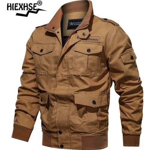 Cotton Military Jacket Men 2021 Autumn Army Jackets Outdoor Multi-Pocket Male Brand Slothing Mens Bomber Jackets Plus Size M-6Xl