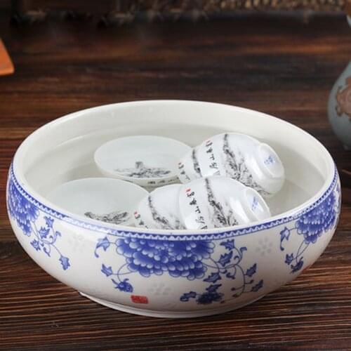 8 Inch Flowers Exquisite Chinese Kung Fu Tea Wash Bowl Multifunctional Flowerpot Ceramic Tea Ceremony Accessories Teaware