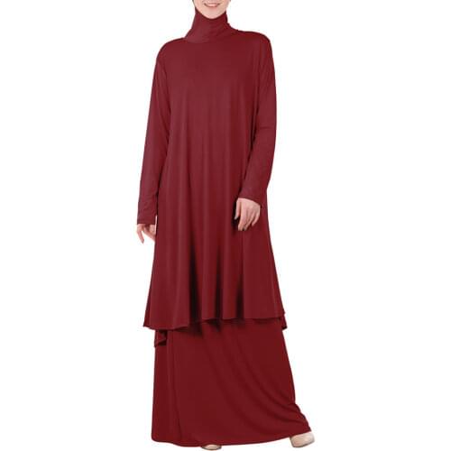 Jilbab Abaya Dubai Women Khimar Hijab Prayer Dress Two Piece Muslim Sets Ramadan Robe Femme Musulmane Turkey Islamic Clothing