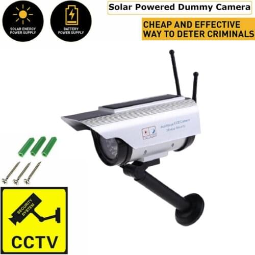 Dummy Camera Security Waterproof Fake Camera Outdoor Indoor Bullet LED Light Monitor CCTV Surveillance Camera Solar Power