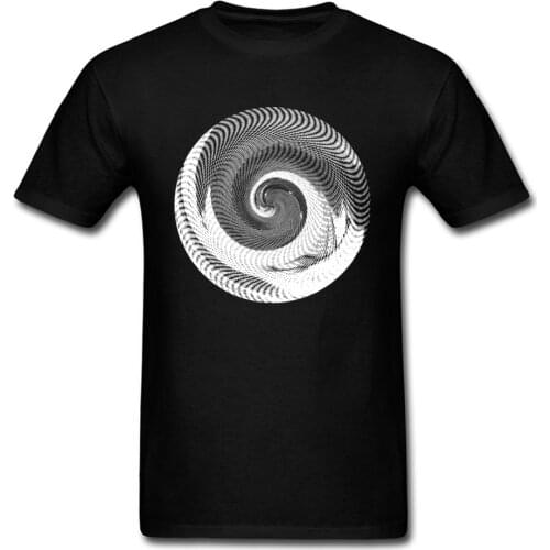 T Shirt Cool Mens T-shirt Vortex Print Tshirt Geometric Top Geek Tee Wholesale Unique Mens Clothes Cotton Fabric Black Tops