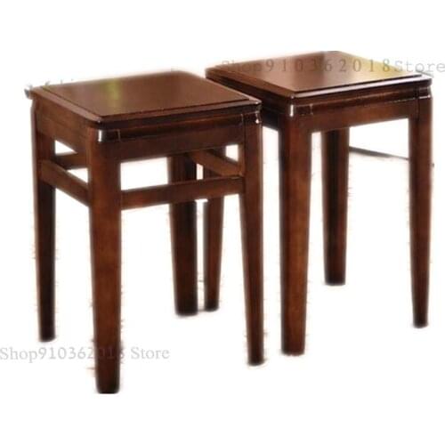 Solid Wood Square Stool Square Stool Household Long Stool School Wooden Stool Dining Table Stool Stackable Wooden Stool Walnut S