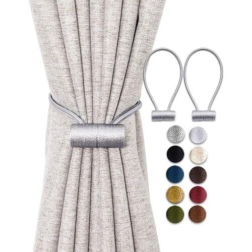 Magnetic Curtain Tiebacks Drapery Tiebacks Upgraded 2 Pack 16 Inch Decorative Curtain Holdback Curtain Clip Buckle for Blackout