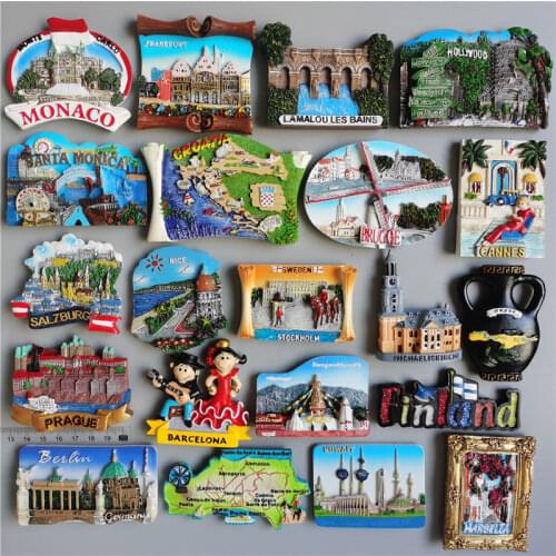 Fridge Magnets Monaco Croatia Sweden Nepal Germany France Spain Kuwait World Tourist Souvenir collection refrigerator stickers