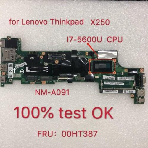 For Thinkpad x250 Laptop Motherboard 20CL 20CM CPU:i7-5600 NM-A091 FRU :00HT387 100% Test Ok