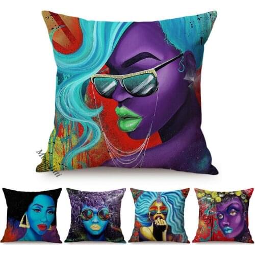 Fashion Woman POP Art Portrait Print Sofa Decorative Pillow Case Sexy Cool Girl Lips Room Luxury Home Decor Linen Cushion Cover