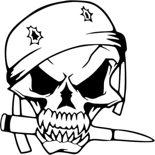 Bullet Shell Skull Sticker High Quality Car Window Decoration Personality Pvc Waterproof Decal Black/white, 14cm*14cm