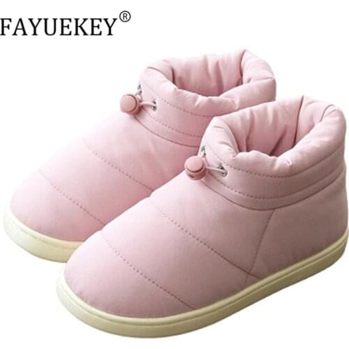 FAYUEKEY New Autumn Winter Home Cotton Ladies Warm Slippers Women Indoor Outside Floor Bedroom Slipper Flat Shoes Girls Gift