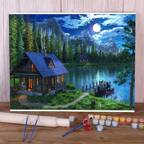 Nature Landscape Paint By Numbers Set Oil Paints 40*50 Paiting By Numbers Wall Paintings For Wholesale