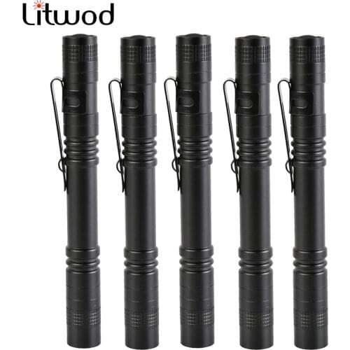 Z50 5pcs Pen Light Portable Mini LED Flashlight Torch Q5 Flash Light Hugsby XP-2 500LM Hunting Lamp By AAA battery