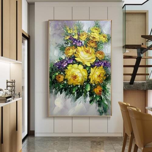 Hand Painted Texture Thick Flower Oil Painting Modern Canvas Oil Painting Handmade Large Wall Art Living Room Salon Decoration