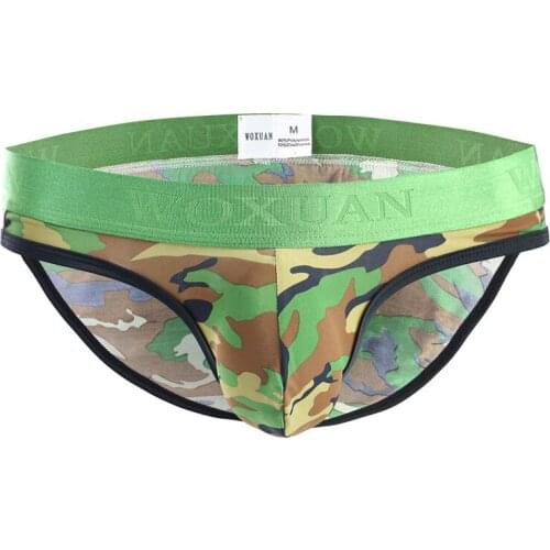WOXUAN Sexy Mens U Convex Pouch Briefs Camouflage Male Panties Male Sexy Briefs Bag Breathable Low-waist Briefs Gay Wear F11
