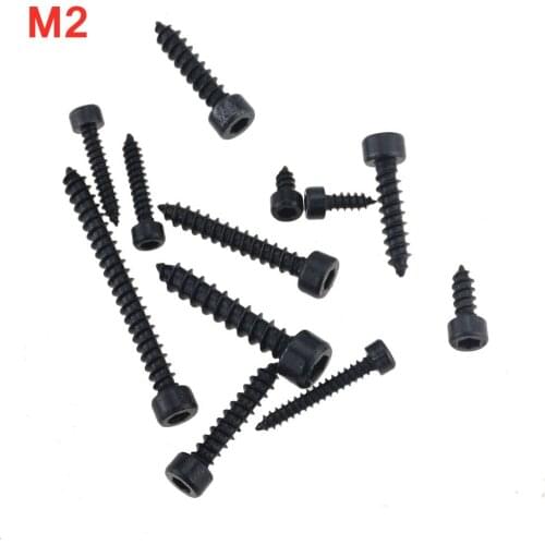 50 Pcs/lot M2*5 6 8 10 12 14 16 Carbon Steel 8.8 Grade Black Hexagon Socket Cap Head Self Tapping Screw Model Screws For Speaker