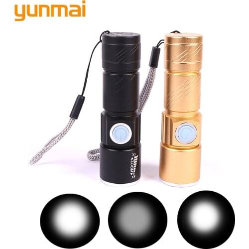 XP-G Q5 Portable USB Portable Powerful LED Flashlight Rechargeable Flashlight Bicycle Pocket Zoom Light Built-in Battery 10W
