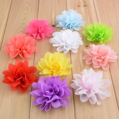 Yundfly 3pcs Chiffon Layered Fabric Flower Without Clip For Baby Girls Hair Accessories Hand Craft DIY Flower For Baby Headwear