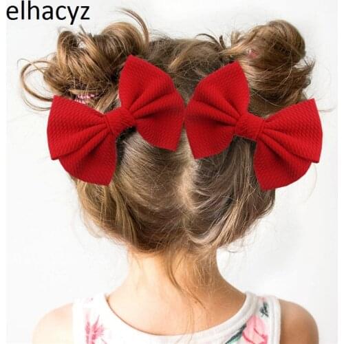 2pcs/set 5Inch Big Waffle Bow Hair Clips Handmade Hairpins For Girls Boutique Kids Headwear Fabric Bow Children Hair Accessories