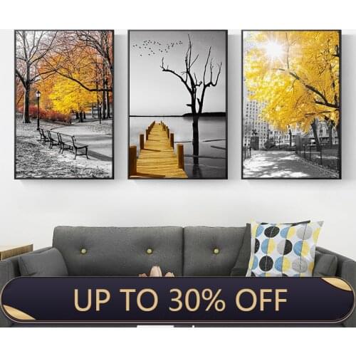 Yellow Landscape Canvas Paintings On The Wall Posters and Prints Wall Art Balloon Bridge Modern Pictures for Living Room Decor