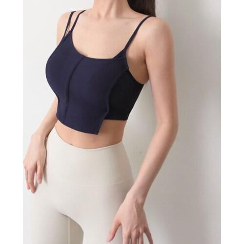 Women Sports Bra Crop Tops Thin Straps Gym Top Solid Color Sexy Sport Vest Wear Outdoor Active Bras