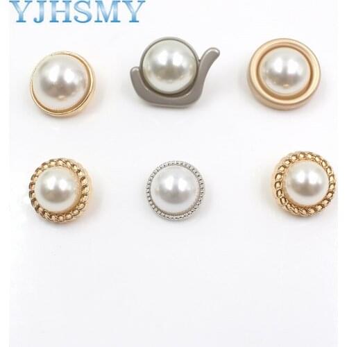 YJHSMY A-19512-550,10pcs/Lot 25/20/18mm,High quality Faux Pearl gold Metal Button,clothing accessories DIY materials