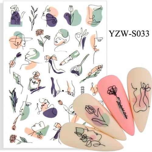 1 Sheet Nail Stickers Decals Geometric Facial Graffiti Nail Water Transfer Slider DIY Art Decor Women Stylish Manicure Tool
