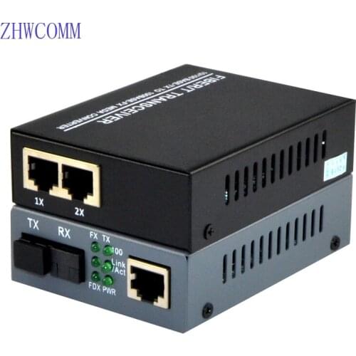 100M fiber transceiver 1F2E+1F1E 25KM Fiber Fast Ethernet switch RJ45 network SC transceiver 1 Pair