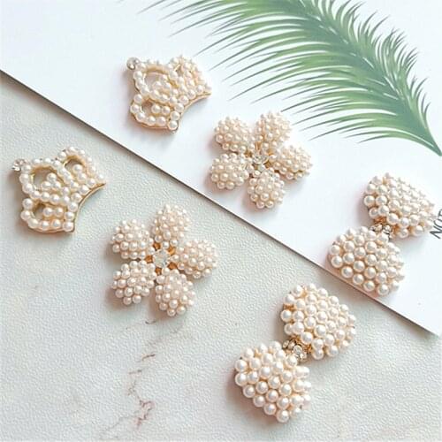 10 pcs/lot Childrens Imperial Crown Full Pearls Rhinestone Buttons Diy Handmade Hair Gift Box Cartoon Doll Accessories Jewelry