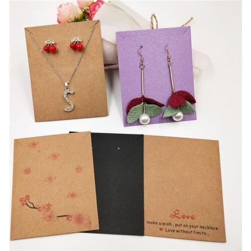 100Pcs/Lot Wholesale Paper Handmade For Jewelry Sets Accessory Kraft Paper 10x8cm Earring Holder Bracelet Fixed Paper Cards