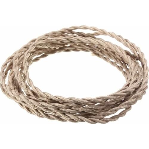 2*0.75mm Vintage Twisted Electrical Wire Beige Textile Cable Edison Vintage Lamp Cord Braided Retro Pendant Light Lamp Wire 10m