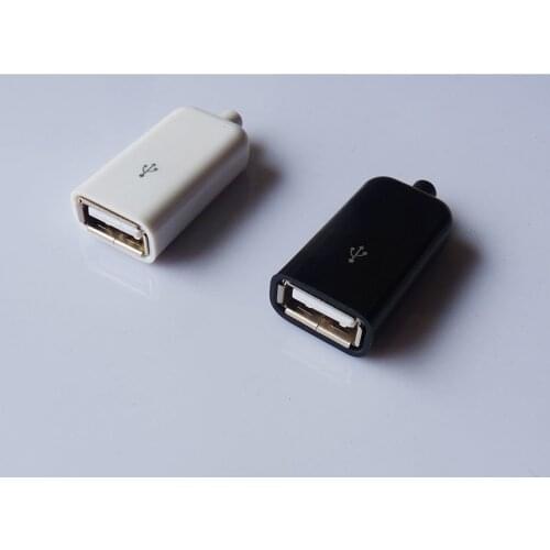 2sets DIY USB 3 in 1 Connector Type A Female Welding Plug Socket Connector Adaptor Black White