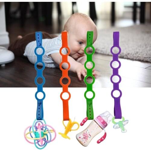4pcs/Lot Silicone Pacifier Clips Toy Safety Straps Bottle Toy Harness Straps For Strollers Shopping Trolley Cars Cribs Bags