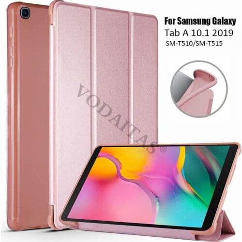 Tablet Cover For Samsung Galaxy Tab A 10.1 2019 SM-T510 SM-T515 T510 T515 Tri-fold Flip Stand Solid Smart Tablet Case