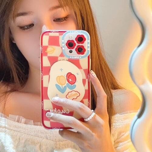 Cute Flowers Tulip Phone Case For iPhone 12 Pro 11Pro Max XR XS Max X 7 8 Plus SE 2020 Soft IMD Shockproof Back Cover Girl Shell