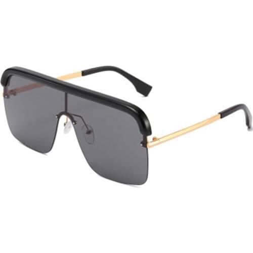 Gradient Rimless Square Sunglass Face Shield Blue Oversized Big Face Sunglasses